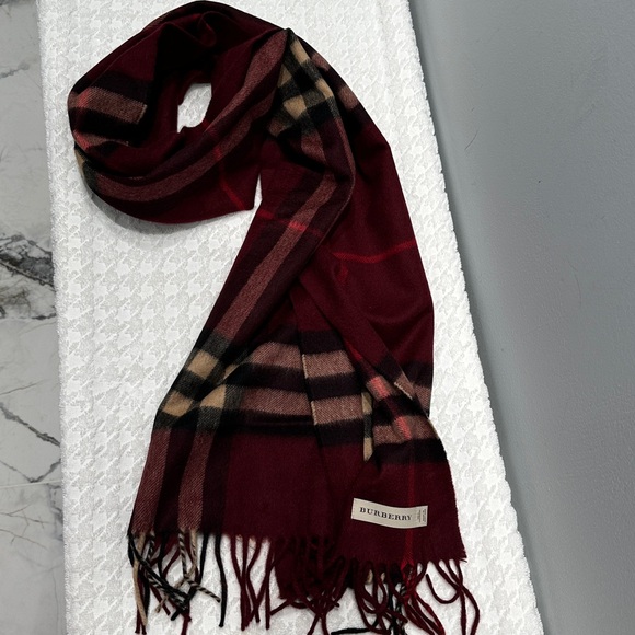 Burberry Burgundy and Black Checkered Scarf - Picture 4 of 6